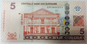 Суринам, 5 долларов (2012 г.)