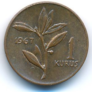 Turkey, 1 kurus, 1967