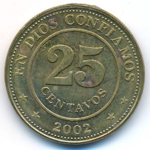 Nicaragua, 25 centavos, 2002