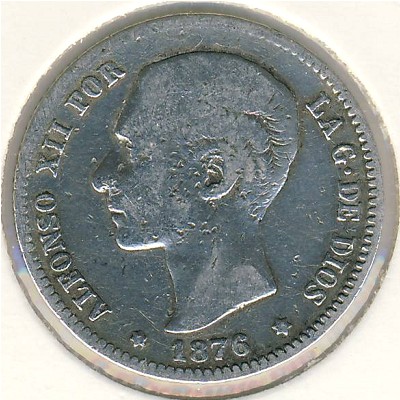 Spain, 1 peseta, 1876
