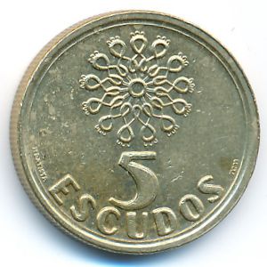 Portugal, 5 escudos, 1998