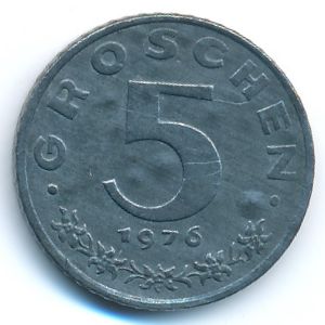 Austria, 5 groschen, 1976