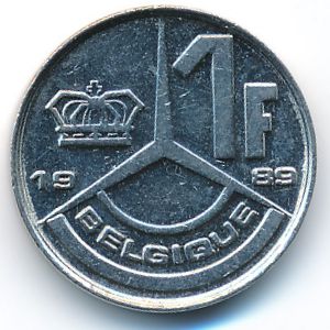 Belgium, 1 franc, 1989