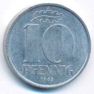 German Democratic Republic, 10 pfennig, 1965