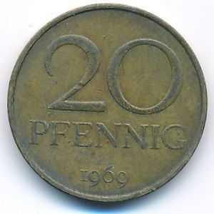 German Democratic Republic, 20 pfennig, 1969