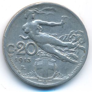 Италия, 20 чентезимо (1913 г.)