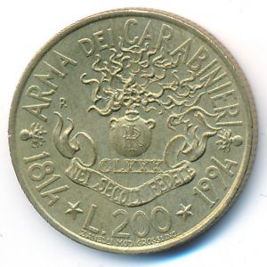 Италия, 200 лир (1994 г.)