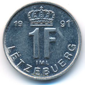 Luxemburg, 1 franc, 1991