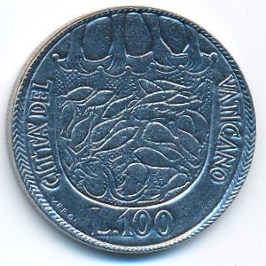 Ватикан, 100 лир (1975 г.)