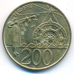 Сан-Марино, 200 лир (1992 г.)