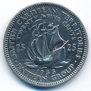 Восточные Карибы, 25 центов (1955 г.)