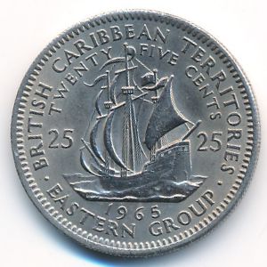 Восточные Карибы, 25 центов (1965 г.)