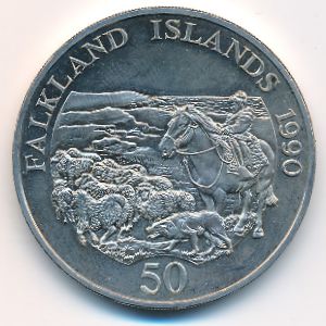 Фолклендские острова, 50 пенсов (1990 г.)