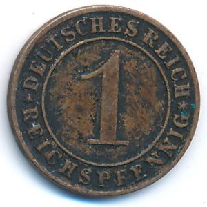 Веймарская республика, 1 рейхспфенниг (1924 г.)