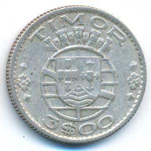 Timor, 3 escudos, 1958