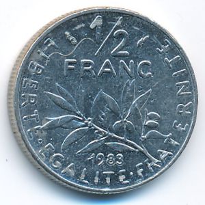 Франция, 1/2 франка (1983 г.)