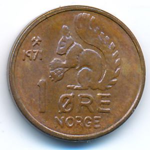 Норвегия, 1 эре (1971 г.)