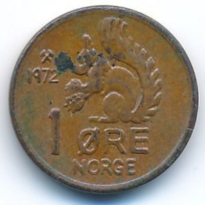 Норвегия, 1 эре (1972 г.)