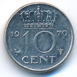 Netherlands, 10 cents, 1970