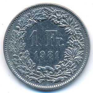Швейцария, 1 франк (1981 г.)