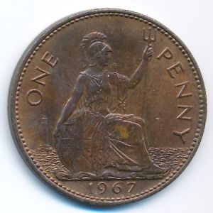 Великобритания, 1 пенни (1967 г.)