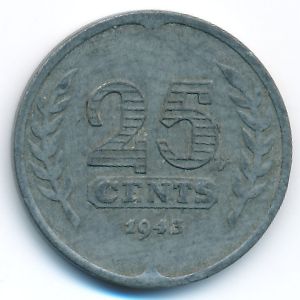 Netherlands, 25 cents, 1943