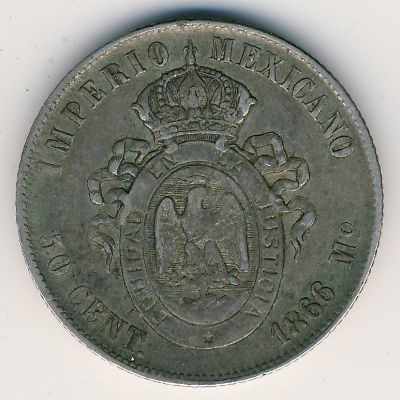 Mexico, 50 centavos, 1866