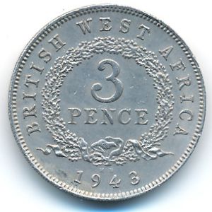 British West Africa, 3 pence, 1943