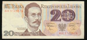 Польша, 20 злотых (1982 г.)
