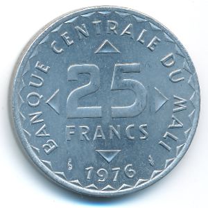 Mali, 25 francs, 1976