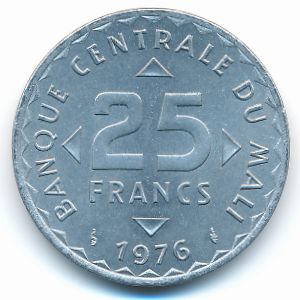 Mali, 25 francs, 1976
