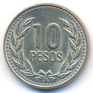 Колумбия, 10 песо (1989 г.)