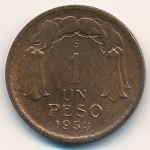 Chile, 1 peso, 1953