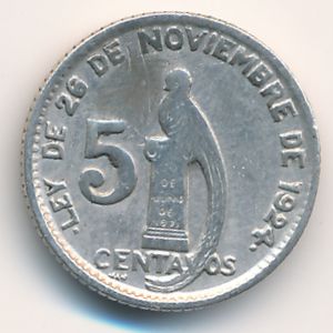 Guatemala, 5 centavos, 1945