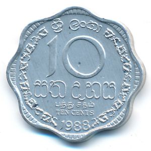 Sri Lanka, 10 cents, 1988