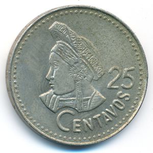 Guatemala, 25 centavos, 1985