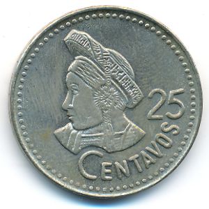Guatemala, 25 centavos, 1985