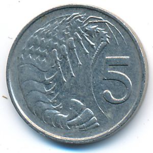 Cayman Islands, 5 cents, 1990
