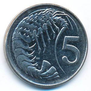 Cayman Islands, 5 cents, 2002