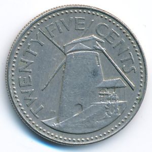 Barbados, 25 cents, 1980