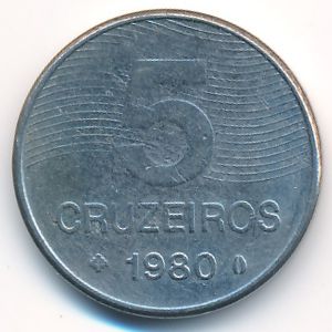 Brazil, 5 cruzeiros, 1980
