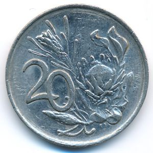 South Africa, 20 cents, 1990