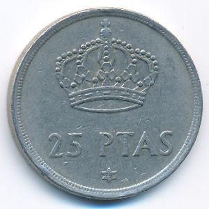 Spain, 25 pesetas, 1975