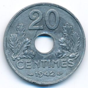 Франция, 20 сентим (1942 г.)