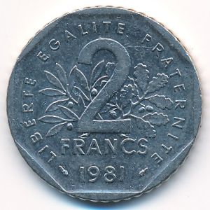 Франция, 2 франка (1981 г.)