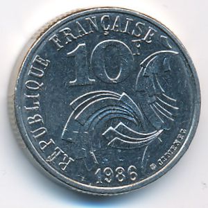 France, 10 francs, 1986