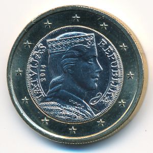 Латвия, 1 евро (2014 г.)