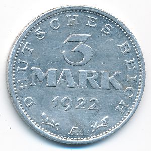 Веймарская республика, 3 марки (1922 г.)