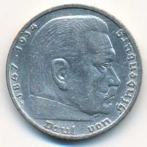 Nazi Germany, 5 reichsmark, 1936