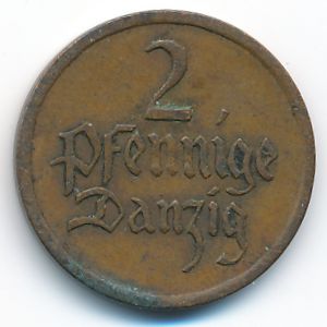 Danzig, 2 pfennig, 1923
